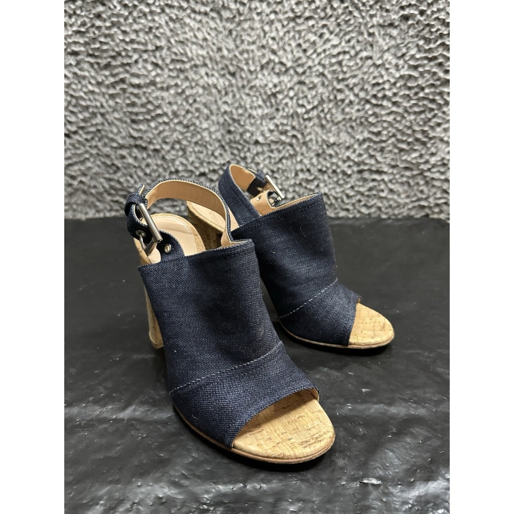 Gianvito Rossi Womens Denim Peep Toe Open Heel Sandals‎ Size 5.5 US 35.5